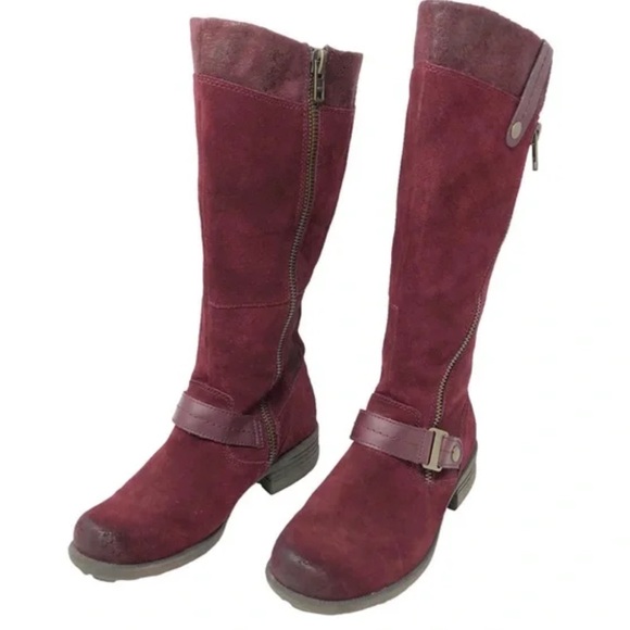 Earth Origins Portia Tall Suede Comfort Riding Boots Wine/Merlot Size 7 WIDE - Picture 1 of 13